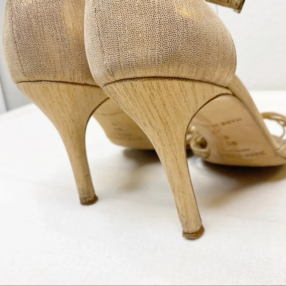 KATE SPADE Grammercy Metallic Nappa Leather Ankle Strap Sandals Heels Size 9.5_10